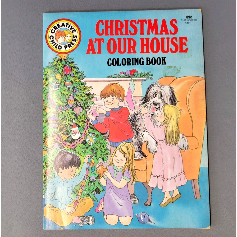 Vintage Creative Child Press‎ Christmas At Our House Coloring Book 80s Paperback